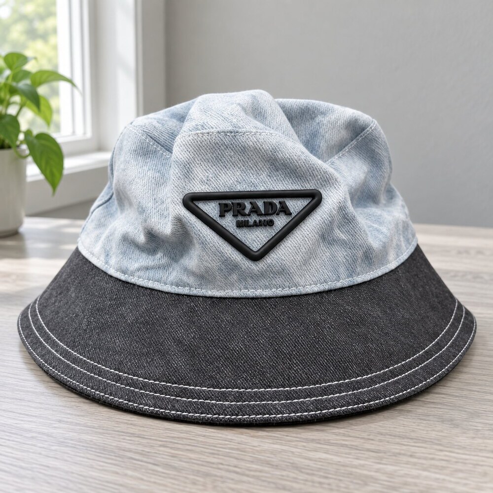 Prada Two-Tone Denim Bucket Hat